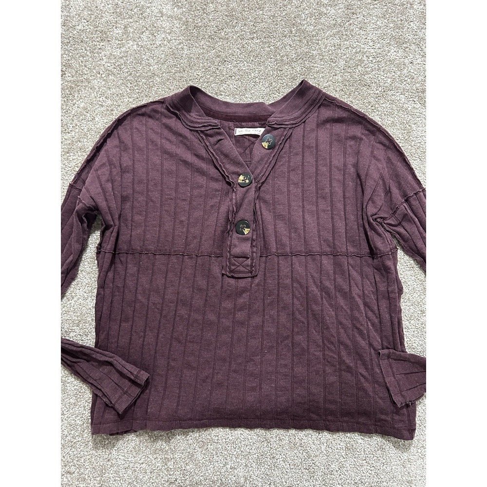 Free People We The Free In The Mix Henley Top Size S Color Magic Berry - Picture 2 of 9